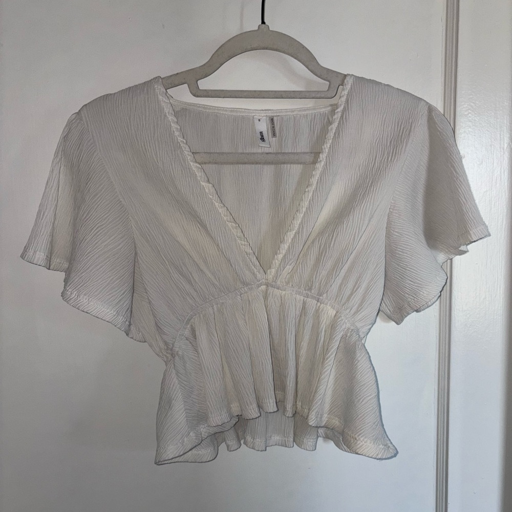 Glam White V-Neck Blouse